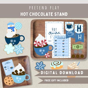 Hot Chocolate Stand Pretend Dramatic Play Printable-Hot Cocoa Sequencing Recipe Cards-Toddler Winter Montessori Activity