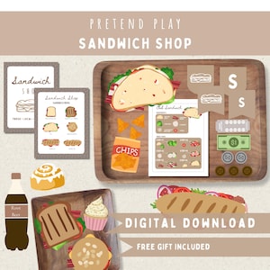 Sandwich Shop Pretend Dramatic Play Printables-Cafe Deli Build A Sub Sequencing Recipe Cards-Chef Role Play Activity
