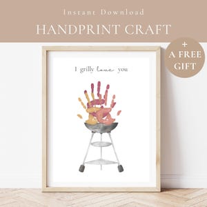 I Grilly Love You Handprint Craft Printable PDF-Summer Picnic BBQ Kid Activity-Child Hand Print Handmade Gift-I Love You Poem-Grill Master