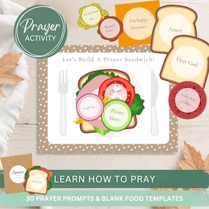 Kids Prayer Sandwich Craft Activity Printable-Learning How To Pray Cards-Christian Sunday School Praying Lesson-Children's Church Ministry