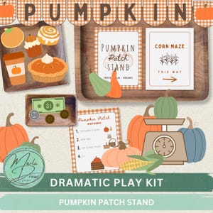Pumpkin Patch Dramatic Play Printable Kit-Fall Preschool Pretend Play Store-Toddler Classroom Activities-Autumn Farmers Market Stand Props