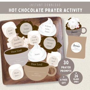 Kids Hot Chocolate Prayer Activity Printable-Hot Cocoa Praying Craft-Christian Praying Lesson-Winter Bible Study Pray Prompt-Prayer Sandwich