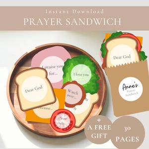Kids Prayer Sandwich Printable Craft Activity-Christian Sunday School Praying Lesson-Vacation Bible School Bible Study Prayer Prompts PDF