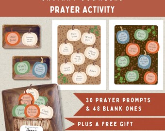 Kids Fall Pumpkin Patch Prayer Activity Printable-Christian Sunday School Praying Lesson-How To Pray-Thanksgiving Blessings