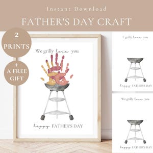 Impression d'art I / We Grilly Love You, impression d'art gril artisanal, impression d'art PDF, impression à la main d'un enfant, cadeau fait main fête des pères pour papa, papa, grand-père, poème d'amour