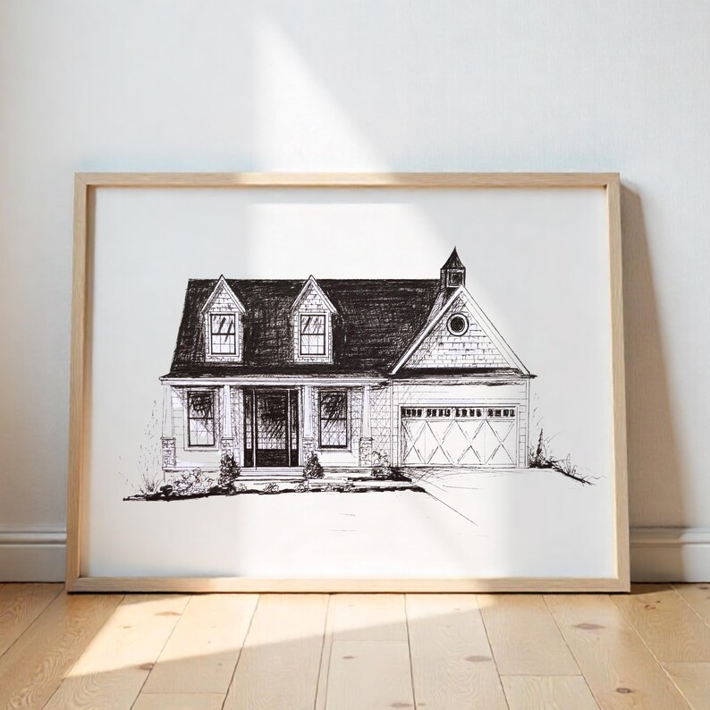 Custom House Drawing From Photo-hand Sketched Pen & Ink Home ...