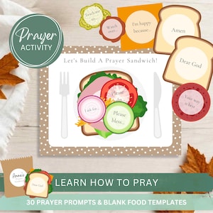 Kids Prayer Sandwich Craft Activity Printable-Learning How To Pray Cards-Christian Sunday School Praying Lesson-Children's Church Ministry