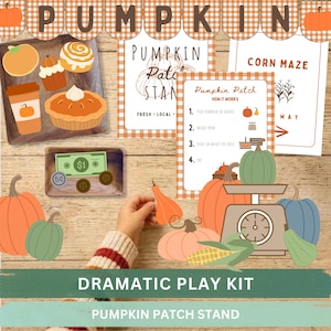 Pumpkin Patch Dramatic Play Printable Kit-Fall Preschool Pretend Play-Toddler Classroom Activities-Autumn Farmers Market Stand Props