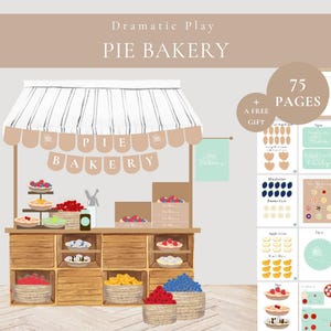 Pie Bakery Dramatic Play Printable-Build A Pie Sequencing Recipe Cards-Bakery Pretend Play-PreK Montessori Bake Shop Role Play Activity