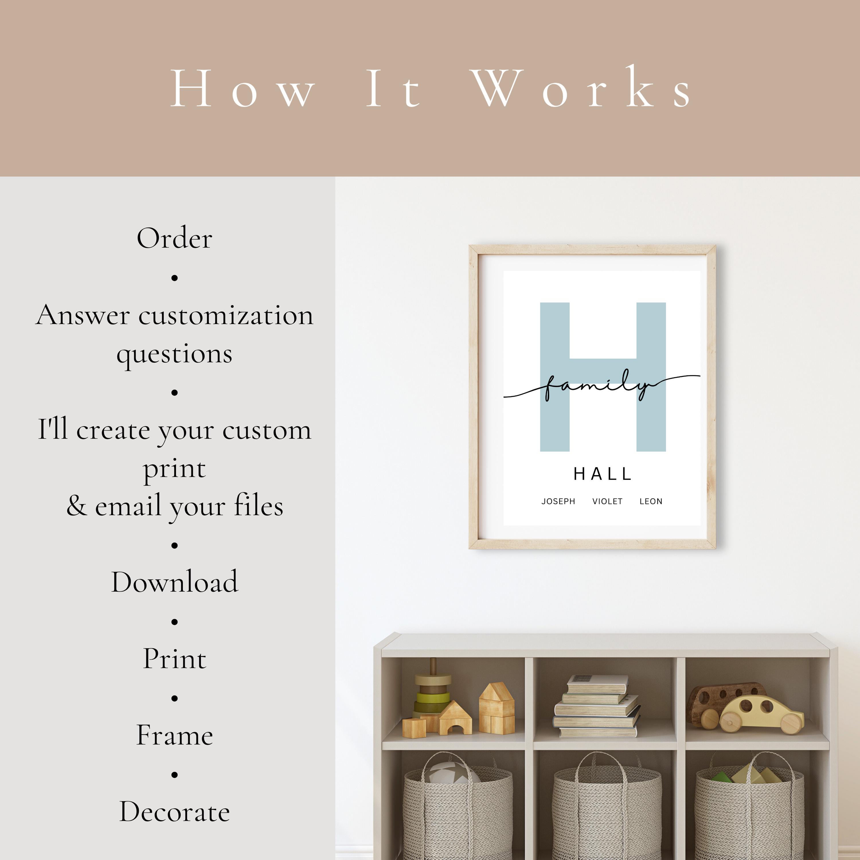 Custom Family Last Name Sign Printable-customized Last Initial Art ...