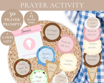 Kids Prayer Sandwich Ice Cream Cone Printable-Christian Sunday School Praying Lesson-Homeschool Bible Study Prayer Guide-How To Pray Craft