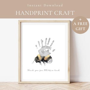 Thank You For BEE-ing So Kind Bee Handabdruck Kinder Handwerk Printable-Aquarell Hummel Handabdruck Geschenk für Mama, Papa, Großeltern, Lehrer