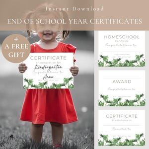 Ende des Schuljahres Zertifikat druckbare botanische Philodendron Zimmerpflanze Druck-Elementary Homeschool Schulabschluss Achievement Award