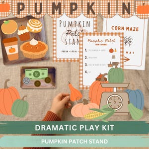 Pumpkin Patch Dramatic Play Printable Kit-Fall Preschool Pretend Play-Toddler Classroom Activities-Autumn Farmers Market Stand Props