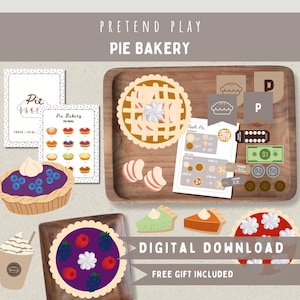Pie Bakery Pretend Play Printable-Sequencing Recipe Cards-Winter Baking Shop Dramatic Play-Toddler PreK Montessori Winter Activity