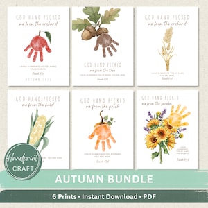 God Hand Picked Me Fall Handprint Craft Bundle Printable-Isaiah 43:1 Bible Verse-Christian Sunday School Activity-Autumn Harvest Keepsake