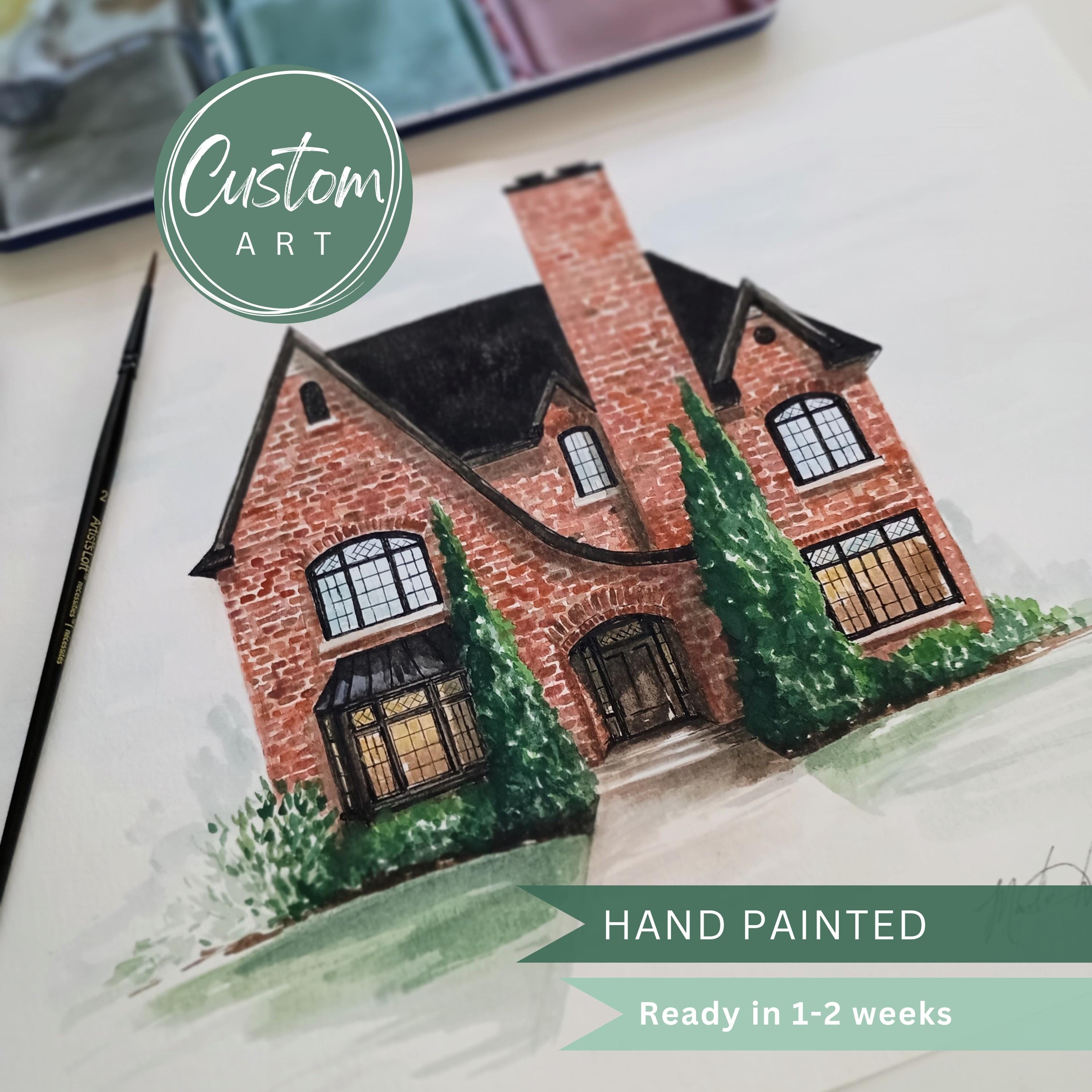 Custom House Portrait Watercolor Original Painting by Marla Drew ...