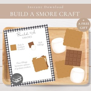 Build A Smore Kid Craft Printable PDF-Preschool Montessori Sequencing Activity-Dessert S'mores Recipe Cards-Summer Campfire Role Play Prints
