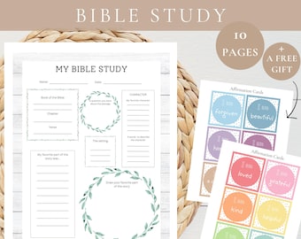 Kids Bible Study Printable Farmhouse Design-Christian Children&#39;sJournal-Jesus & Me-Autumn Homeschool Morning Time-Sunday School Worksheets