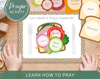 Kids Prayer Sandwich Craft Activity Printable-Learning How To Pray Cards-Christian Sunday School Praying Lesson-Children's Church Ministry