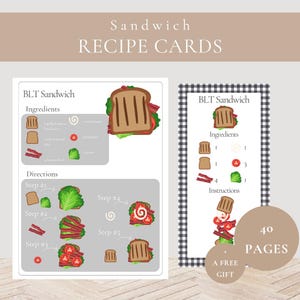 Sandwich Recipe Cards Printable PDF-Build A Sandwich Preschool Montessori Sequence Activity-Prek Restaurant Dramatic Play-Pretend Deli Shop