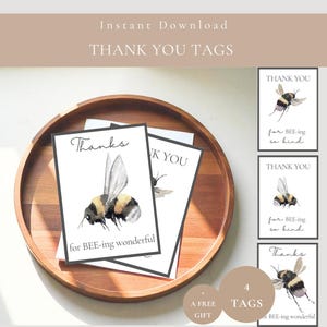 Danke für das Bienen-ing So Kind & Danke, dass Sie wunderbar sind Geschenkanhänger PDF-Lehrer Wertschätzung Bienen Karte-Letzter Schultag Schüler Goodie Bag