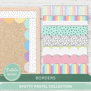 Bulletin Board Borders Spotty Pastels Collection Printables-Rainbow Scalloped & Straight Edge Borders-Calming Polka Dot Class Decor