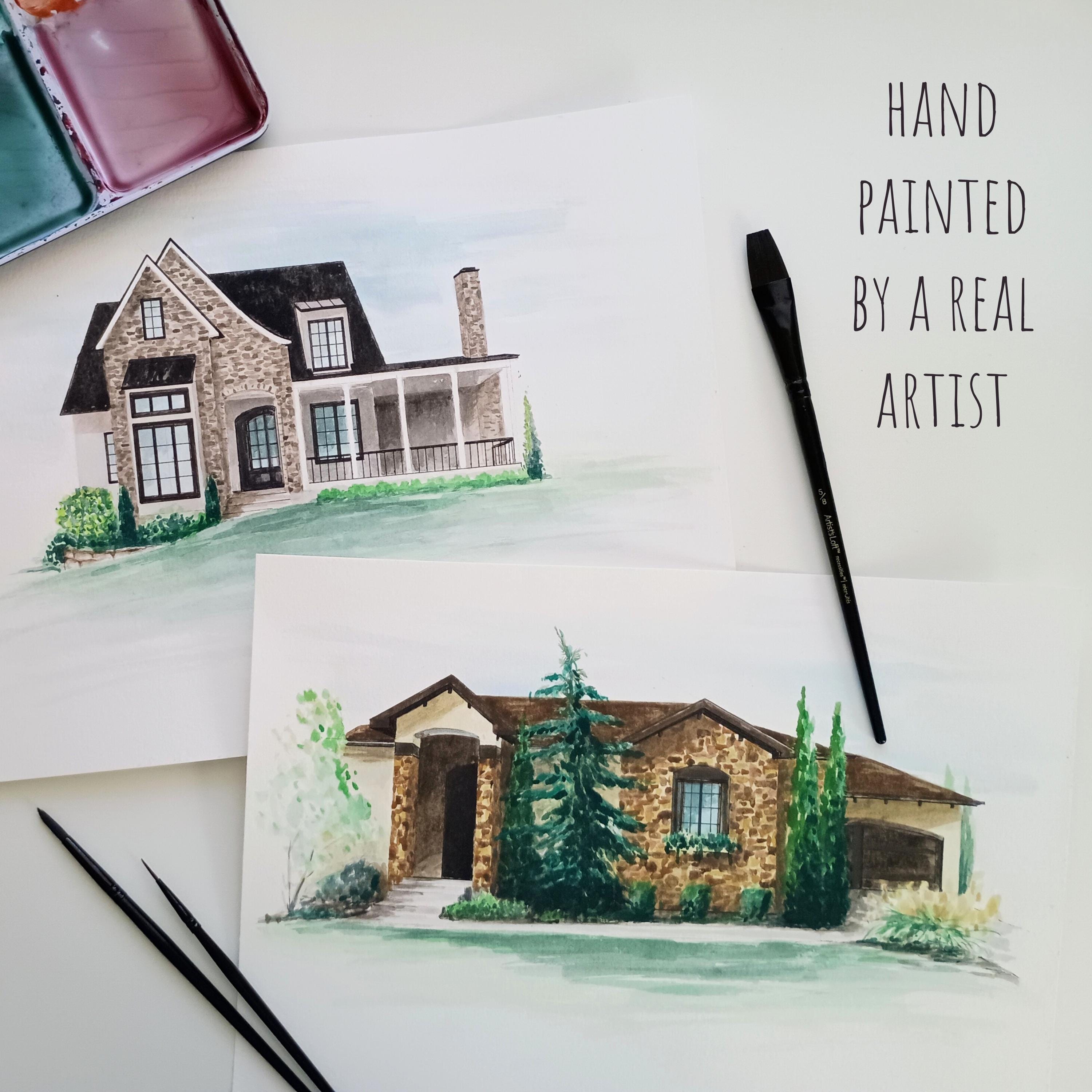 Custom House Portrait Watercolor Original Painting by Marla Drew ...