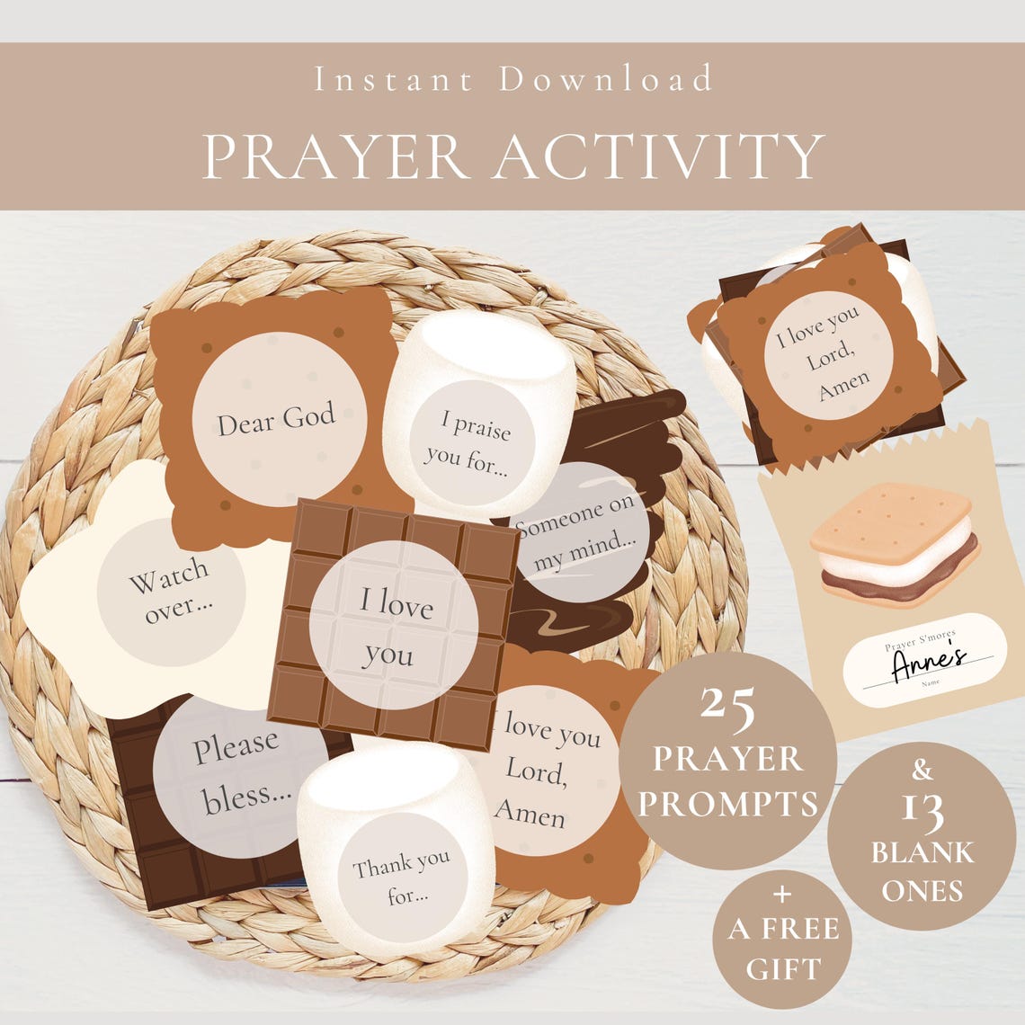 Kids Smores Prayer Sandwich Printable Craftchristian Sunday School