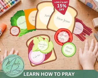 Kids Prayer Sandwich Craft Activity Printable-Learning How To Pray Cards-Christian Sunday School Praying Lesson-Children's Church Ministry