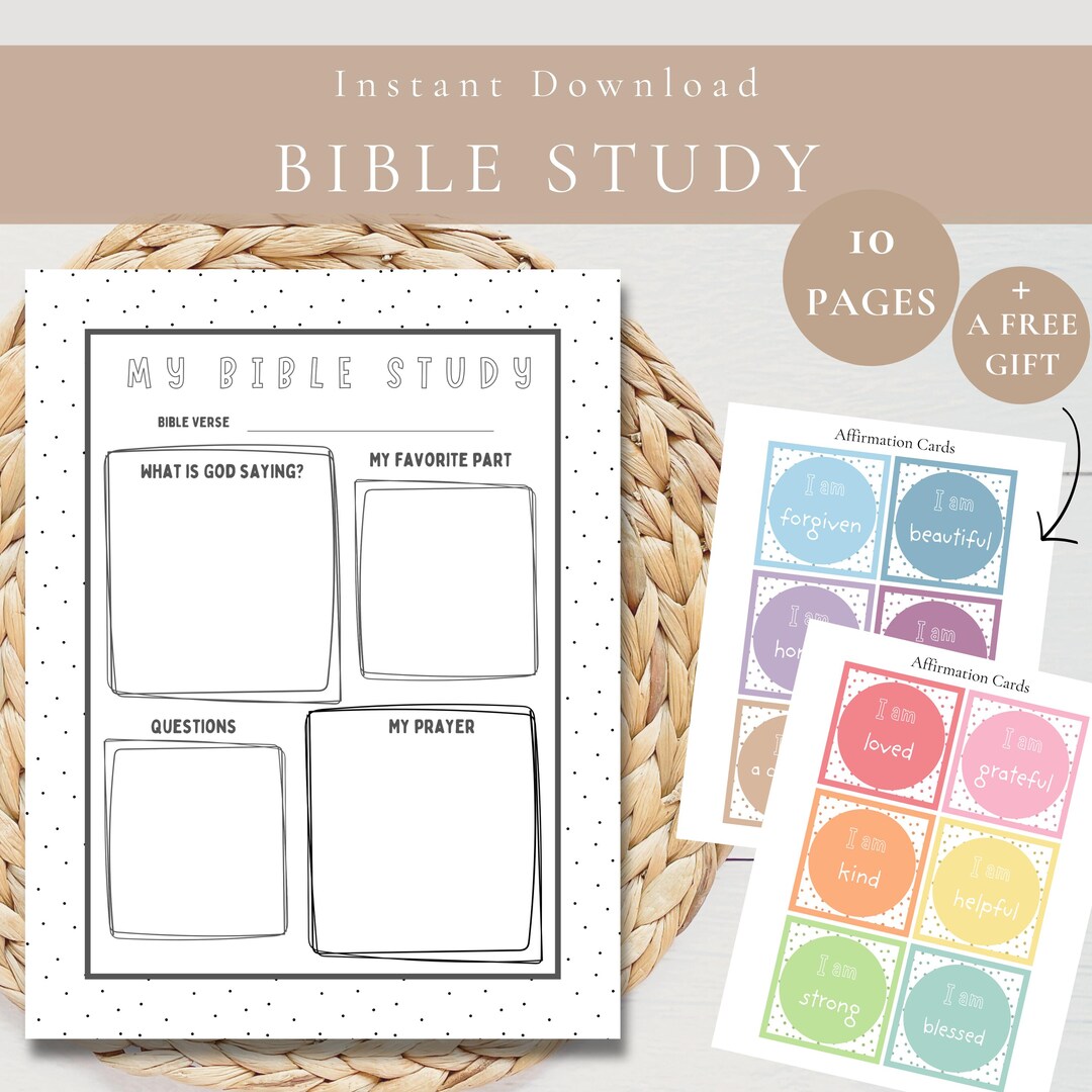 Kids Bible Study Printable Gray Polka Dot-christian Childrens Journal ...