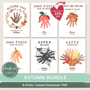 Autumn Handprint Craft Bundle Printable-2026 Fall Memory Keepsake Art Pack For Kids-Toddler Preschool Activity-Halloween Thanksgiving Gift