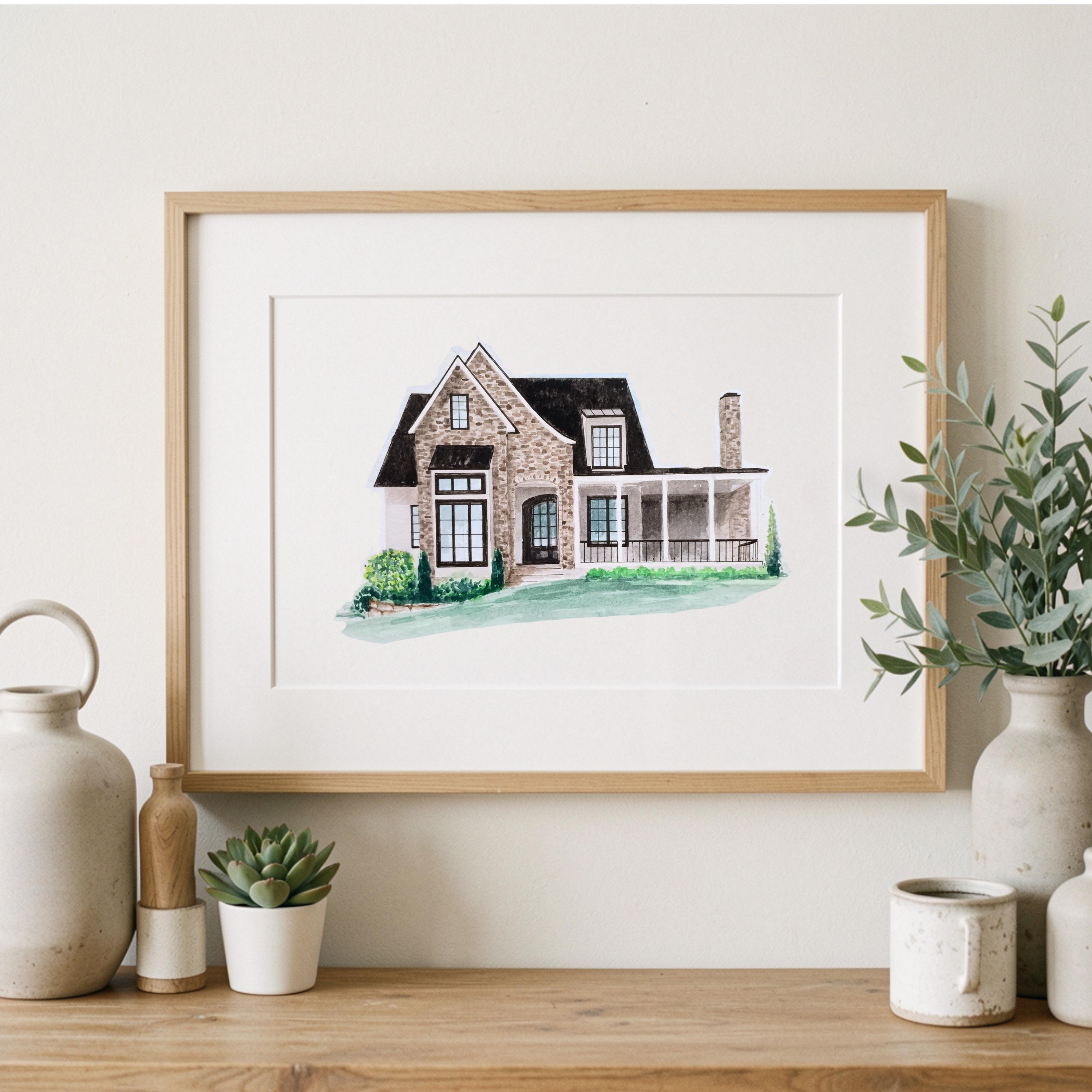 Custom House Portrait Watercolor Original Painting by Marla Drew ...