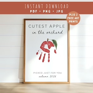Apple Handprint Craft Printable-Cutest Apple In The Orchard Digital Download-Minimalist Autumn 2025 Kids Hand Print