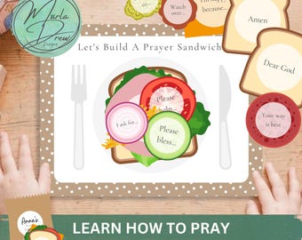 Kids Prayer Sandwich Craft Activity Printable-Learning How To Pray Cards-Christian Sunday School Praying Lesson-Children's Church Ministry