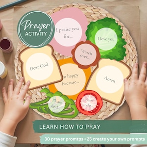 Kids Prayer Sandwich Craft Activity Printable-Learning How To Pray-Christian Sunday School Praying Lesson-Summer Vacation Bible School Craft