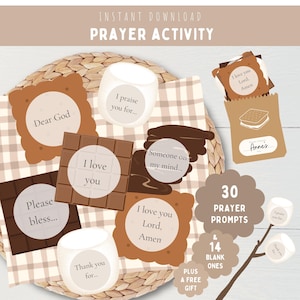 Kids Smores Prayer Sandwich Craft Activity Printable-Christian Sunday School Praying Lesson-Homeschool Child Pray Request Prompt