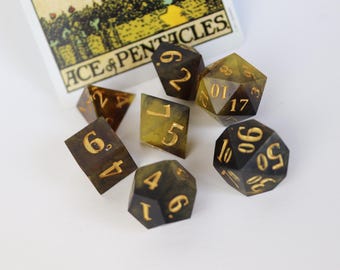 Ace of Pentacles DnD handgjorda tärningsset med vassa eggar (B-klass*)