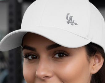 Embroidered LA Logo Dad Hat - Flex Fit Closed Back Minimalist Streetwear Gym Gear