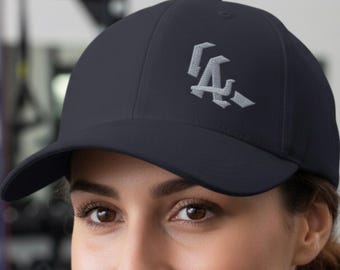 LA Embroidered Dad Cap - Premium Flexfit Closed Back Design - Structured 6 Panel Performance Dad Hat - All Day Comfort Streetwear Cap