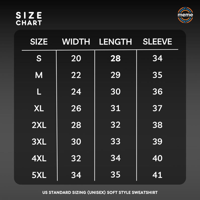 Guardian Angel Sweatshirt Soft Style Crewneck Pullover Sizing Chart Memeorable Apparel Los Angeles
