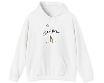 Mountain Sunrise Hiking Hoodie | Minimal Hiking Illustration