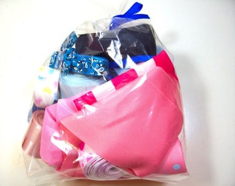 Ribbon Scrap Bag, Scrap Bag of Pink and Blue Ribbon x 1 pound, Ribbon Remnants, 138