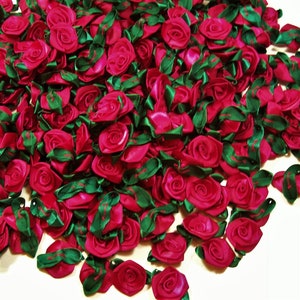 Pink Roses, Fuchsia Pink Flower Appliques, Offray Flat Ribbon Rose ...