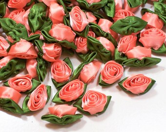 Blue Roses, Dusty Blue Rose Flower Appliques, Offray Rolled Ribbon Rose ...