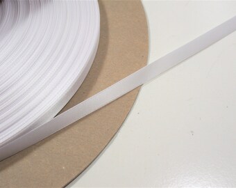 White Ribbon, Single-Faced White Satin Ribbon 3/8 inch wide x 10 yards, 176