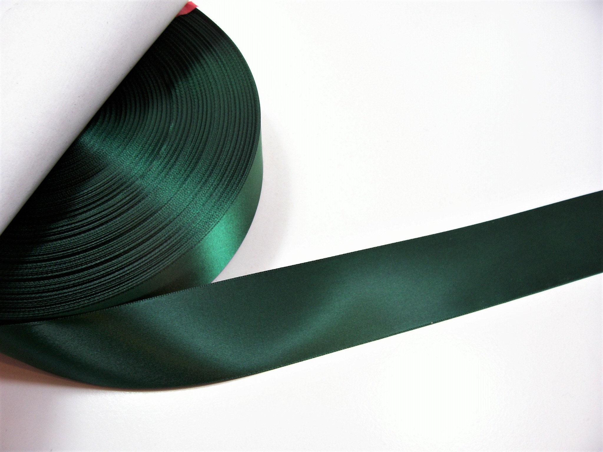 Solid Color Dark Green Satin Ribbon, 1-1/2 Inches x 25 Yards Fabric Satin Ribbon for Gift Wrapping, Crafts, Hair Bows Making, Wreath, Wedding Party