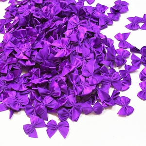 Fiocchi viola, applique con fiocco in raso viola, fiocchi in raso viola Offray X 20 pezzi, contenitore 8