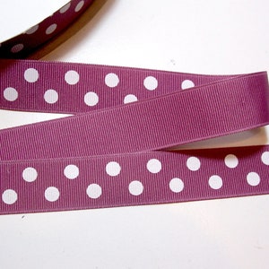 Gepunktetes Band, Ripsband mit Ripsmuster in nebliger Mauve- und weißer Spitze, 2,1 cm breit x 10 m, Bin 10