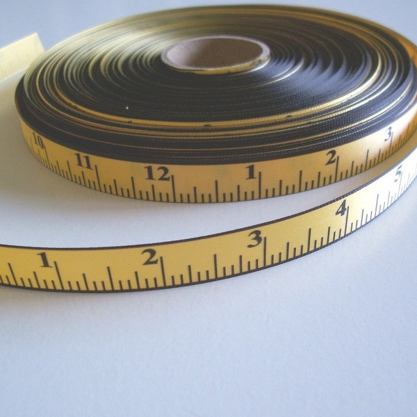 Single-Sided Back-to-School Ruler Satin Ribbon 5/8 inch wide x 3 yards SECOND QUALITY FLAWED